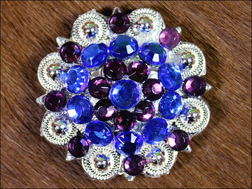 Hilason Blue Purple Crystals 1-1/49 Inch Berry Concho Rhinestone Tack